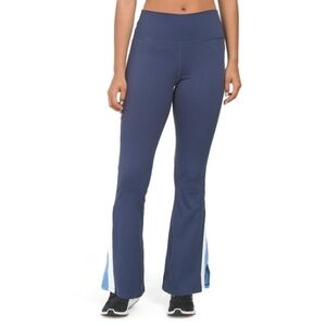 Wilo the Label High Rise Blue Split Hem Flare Leggings Yoga Pants Sz Small